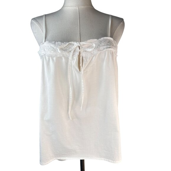 ZARA Home Medium White Lace Trim Cotton Camisole Tank - Picture 1 of 14